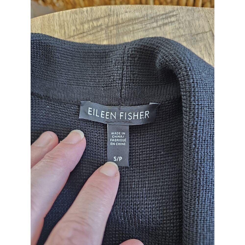 Eileen Fisher Silk Blend Open Front Ribbed Cardigan Women's Size S Black - Picture 7 of 9
